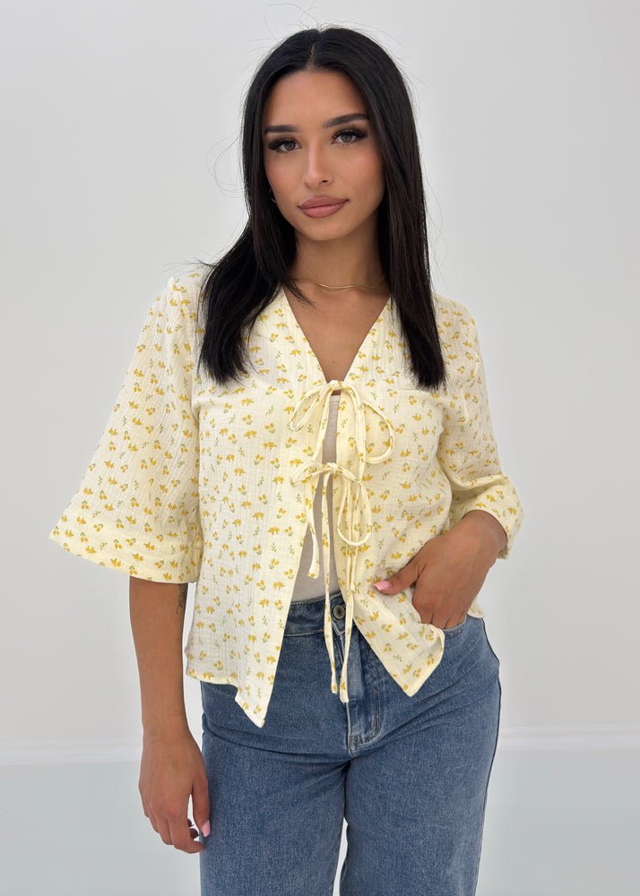 Kurzärmelige Musselin-Bluse - NAHA