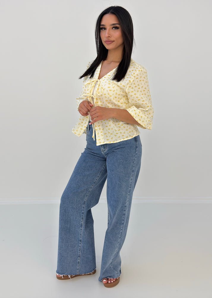 Kurzärmelige Musselin-Bluse - NAHA