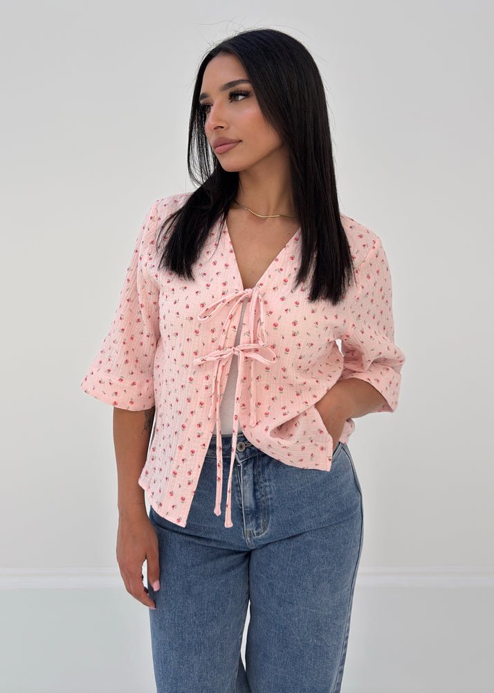 Kurzärmelige Musselin-Bluse - NAHA