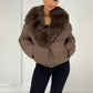 Kurze Steppjacke mit Kunstfellkragen - NAHA