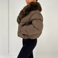 Kurze Steppjacke mit Kunstfellkragen - NAHA