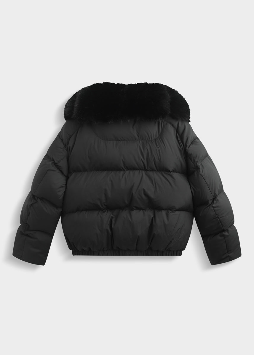Kurze Steppjacke mit Kunstfellkragen - NAHA