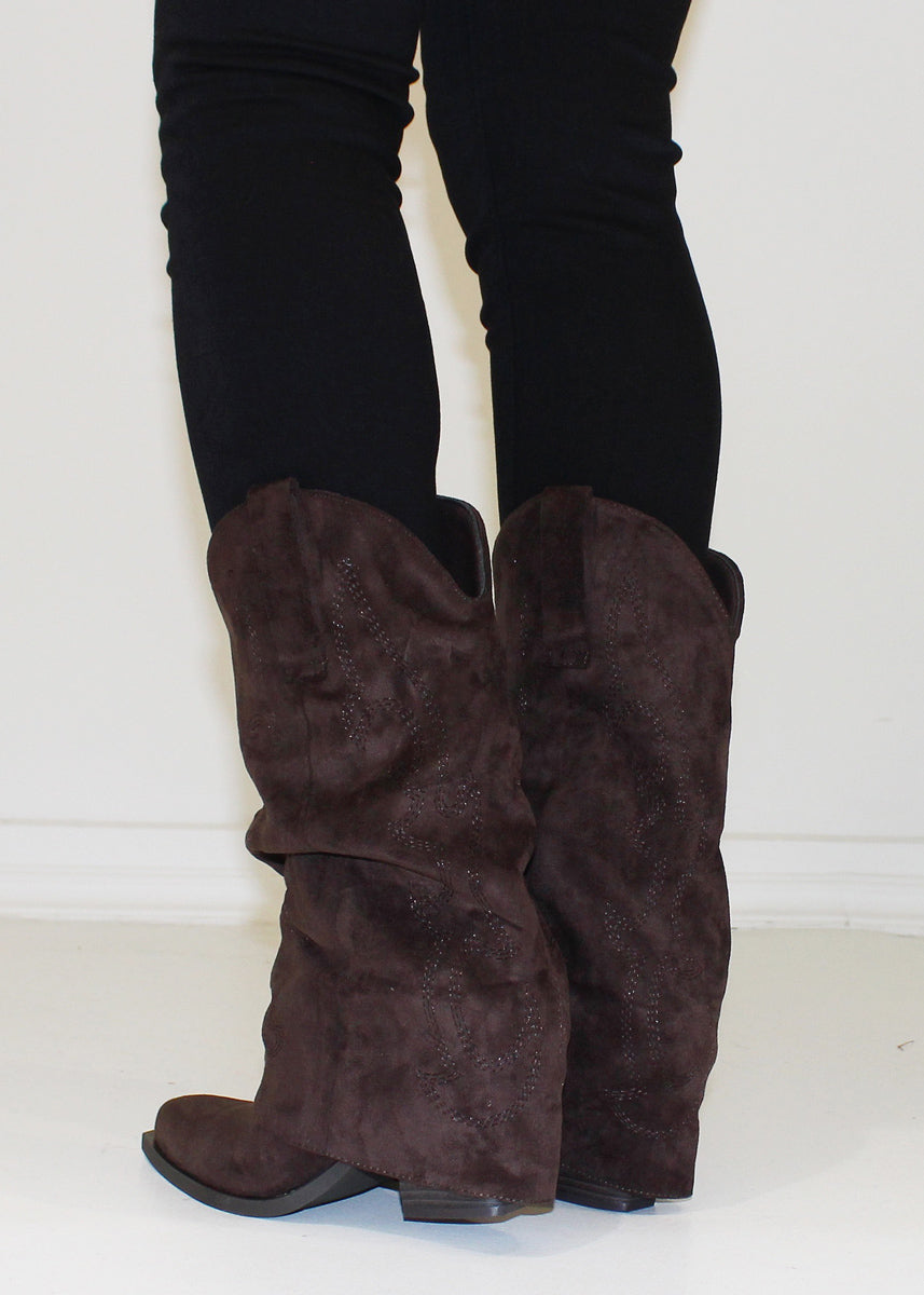 Stiefeletten in Wildlederoptik mit Ziernähten