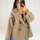 Oversize Caban Jacke Taupe