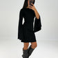 Mini-Kleid mit weiten Ärmeln Schwarz