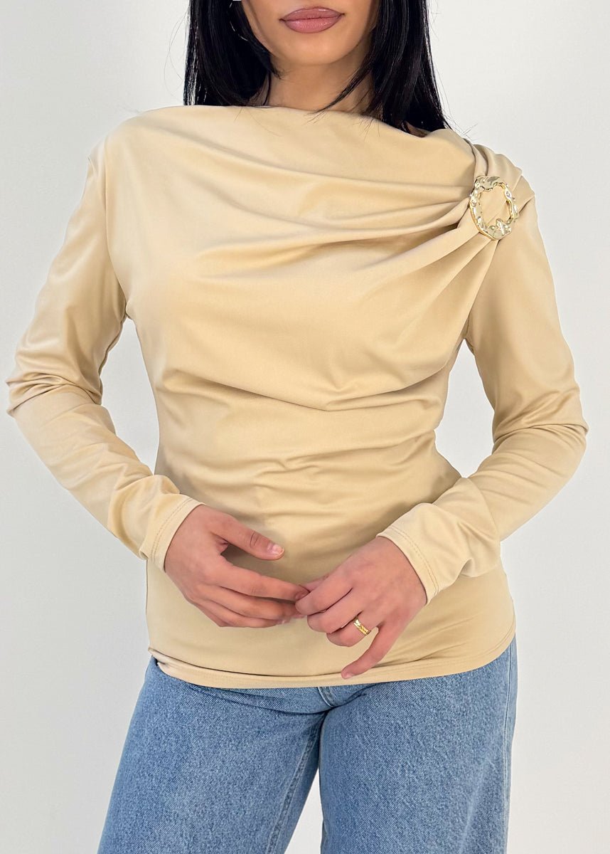 Langarmshirt mit Zierspange - NAHA