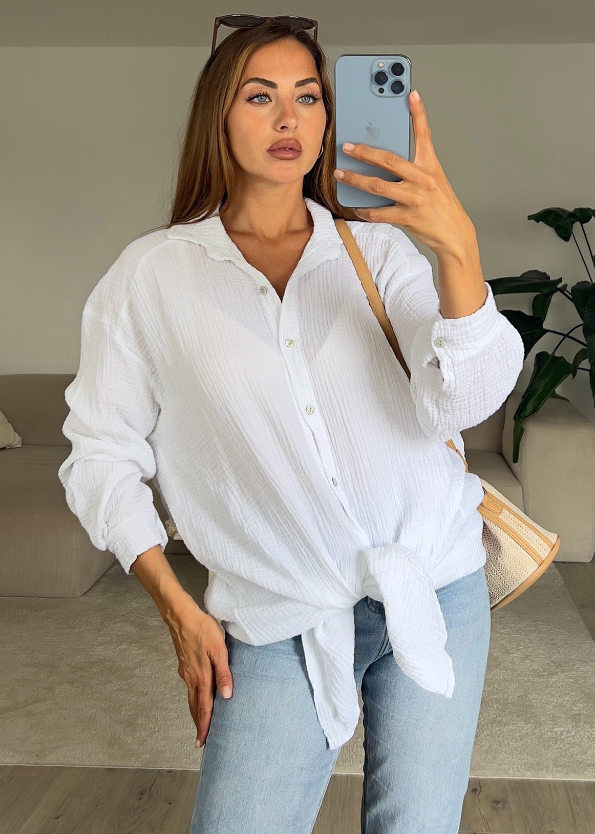 Lange Musselin-Bluse - NAHA