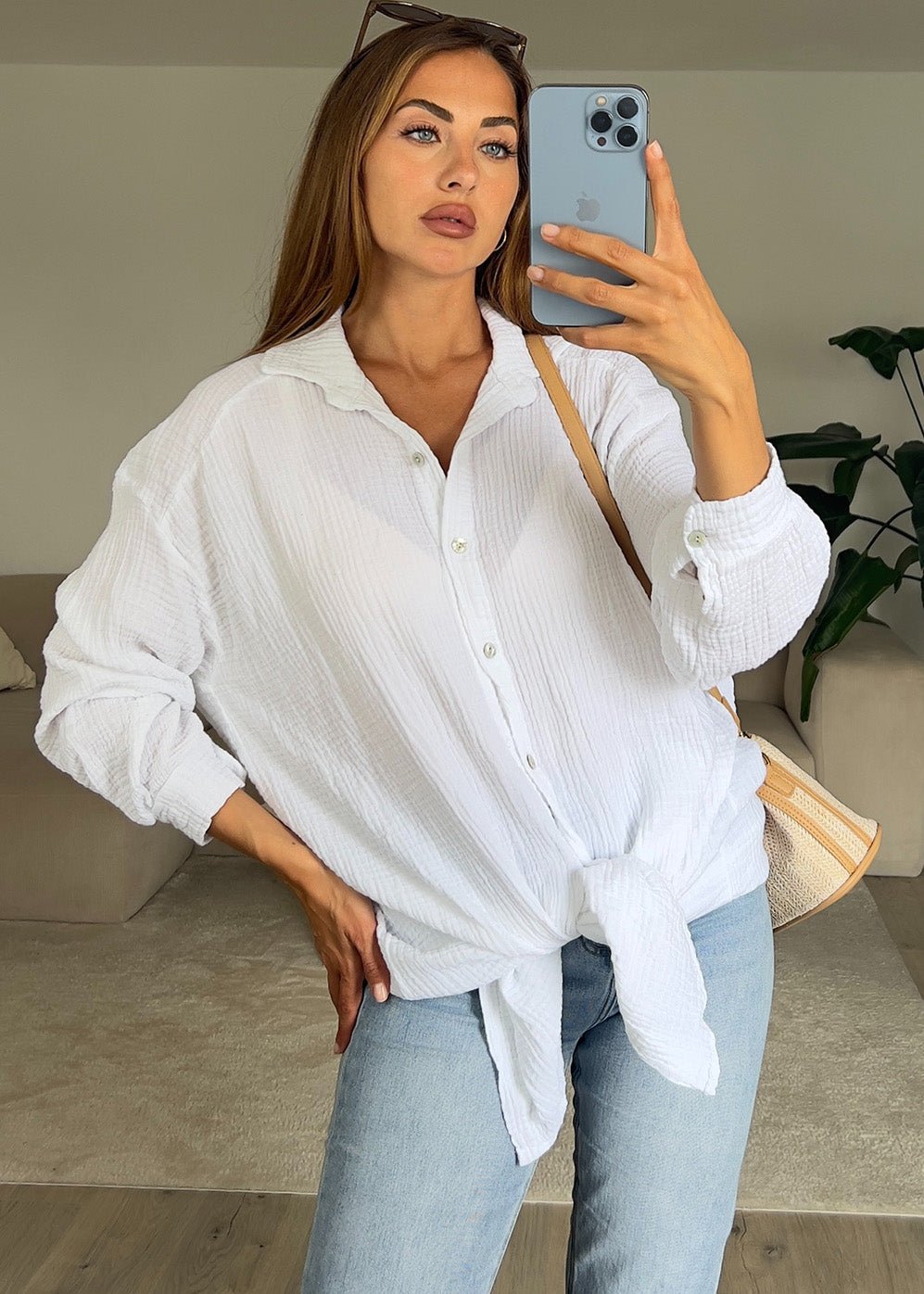 Lange Musselin-Bluse - NAHA