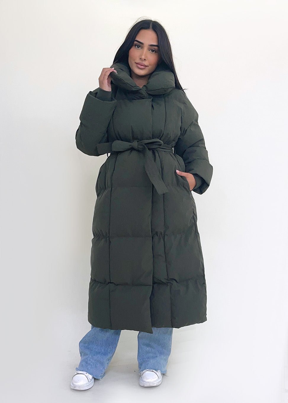 Lange Winterjacke mit Gürtel - NAHA