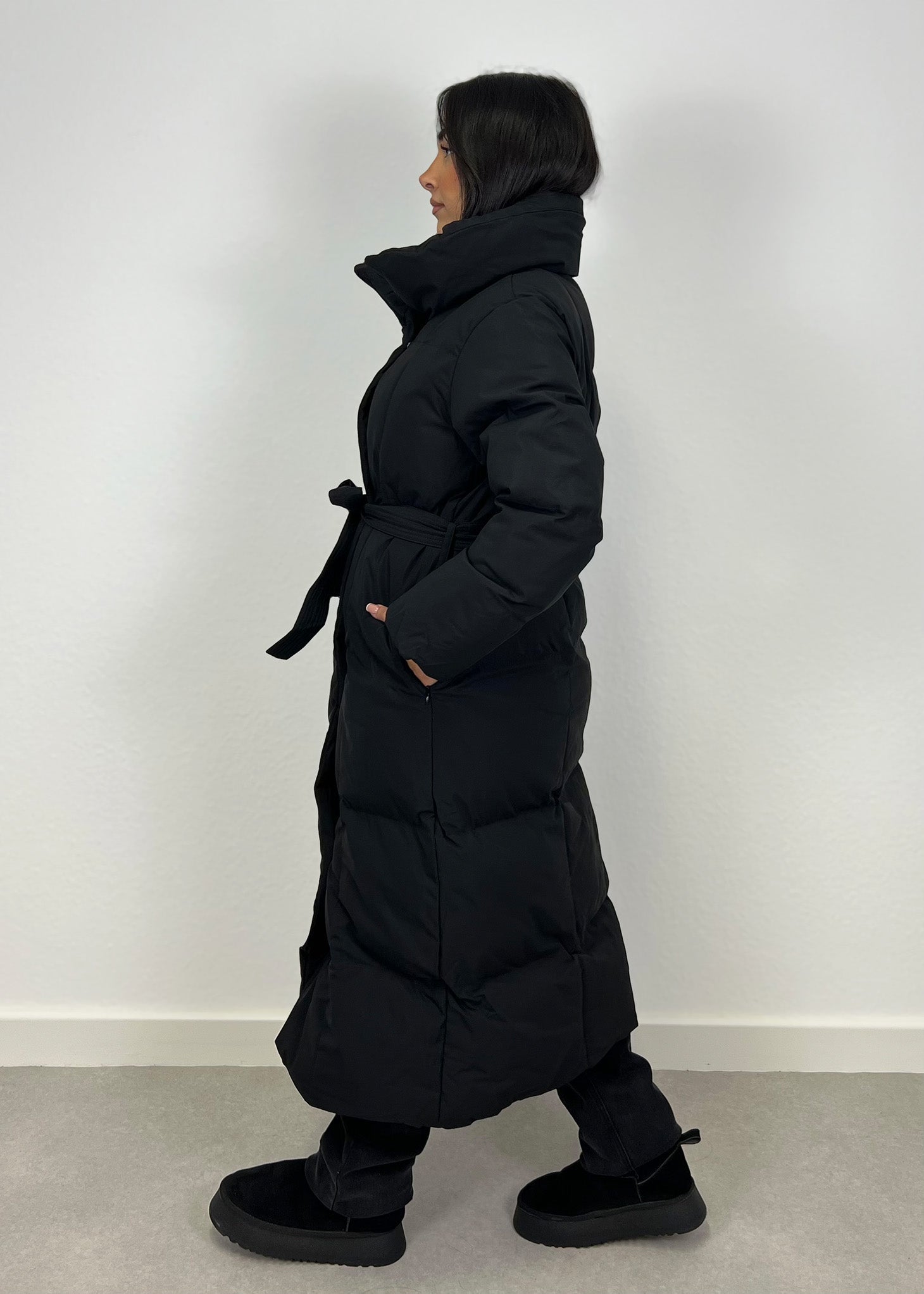 Lange Winterjacke mit Gürtel - NAHA