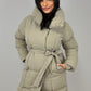 Lange Winterjacke mit Gürtel - NAHA