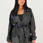 Langer Trenchcoat in Lederoptik
