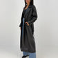 Langer Trenchcoat in Lederoptik