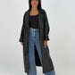 Langer Trenchcoat in Lederoptik