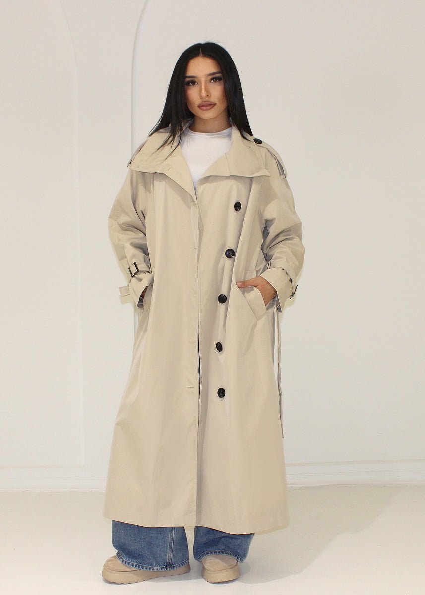 Langer Trenchcoat Stehkragen - NAHA