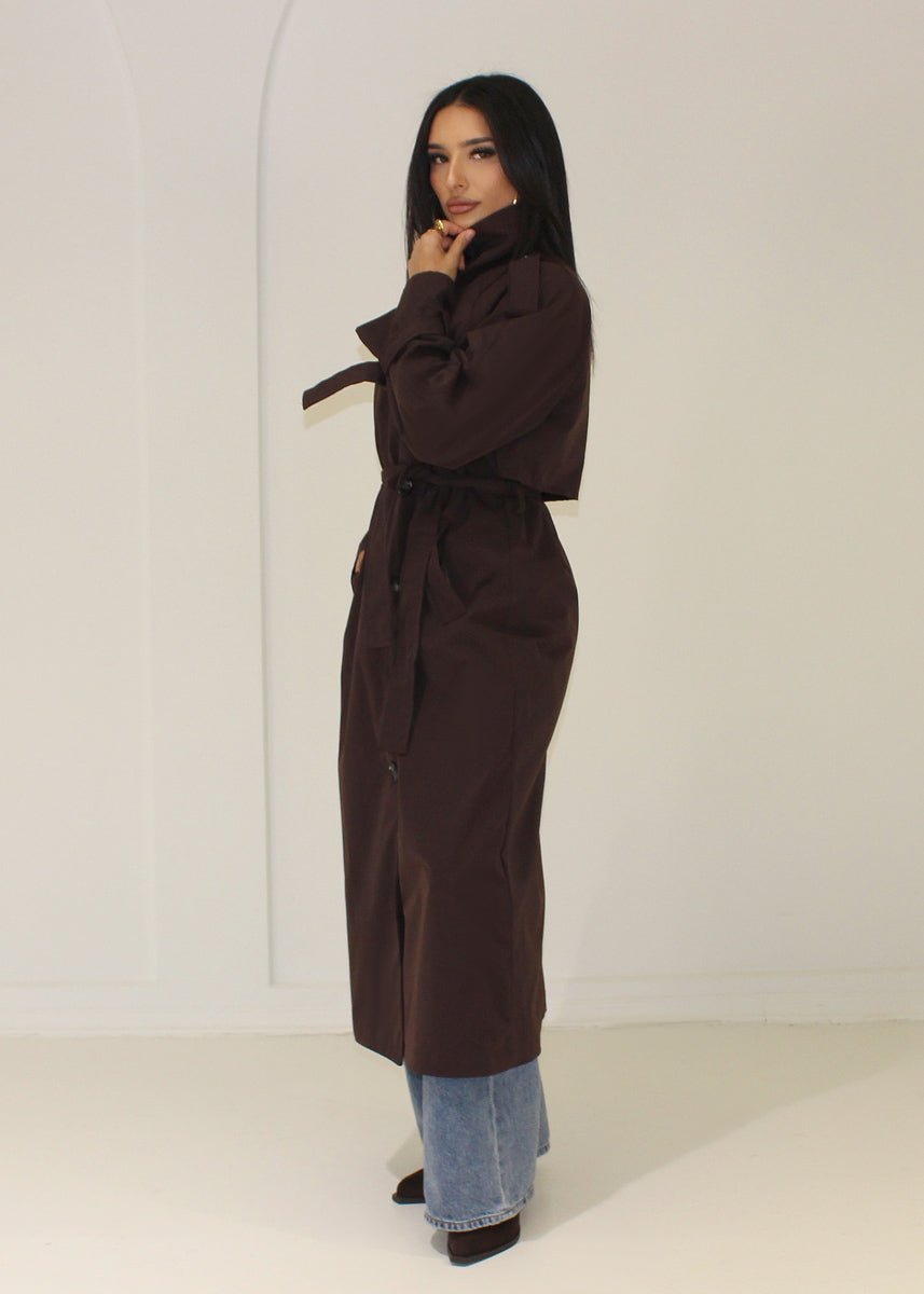Langer Trenchcoat Stehkragen - NAHA