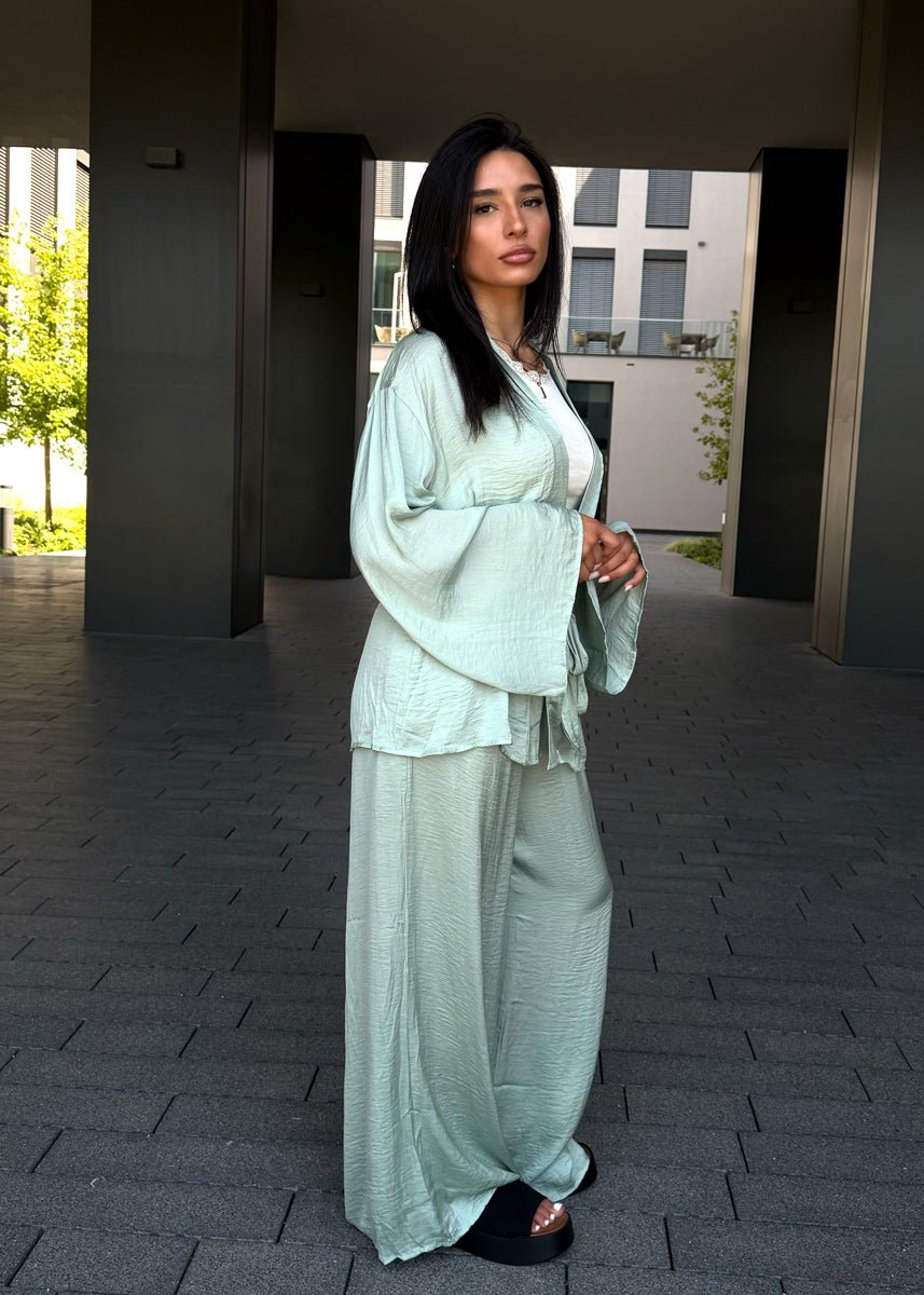 Luftiges Satin-Set in Mint - NAHA