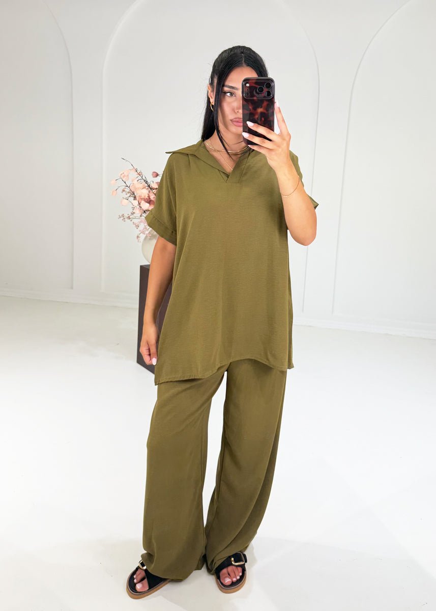 Luftiges Set mit Hemdkragen Khaki - NAHA