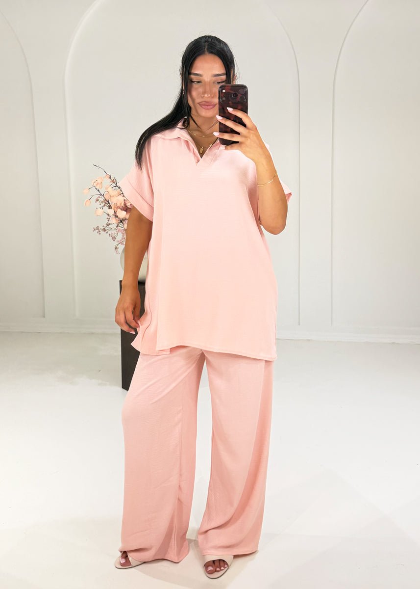 Luftiges Set mit Hemdkragen Rosa - NAHA