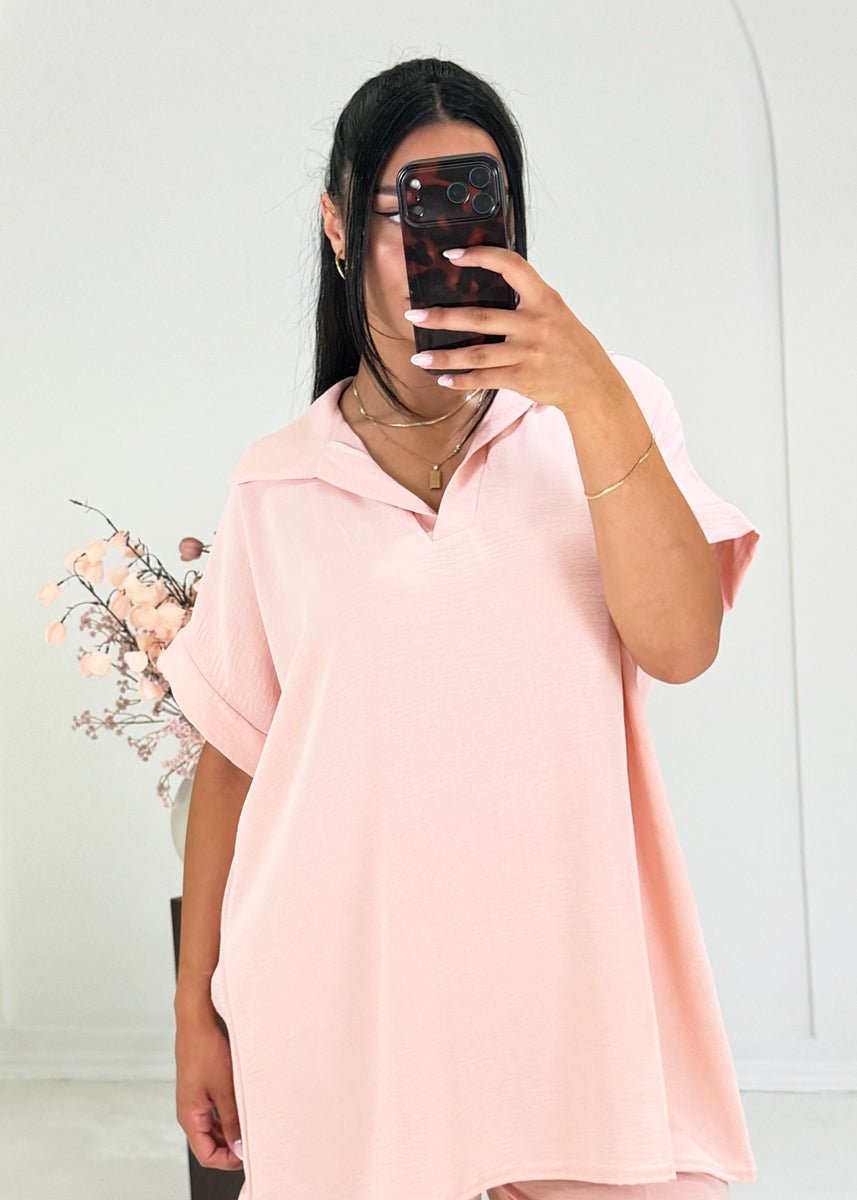 Luftiges Set mit Hemdkragen Rosa - NAHA