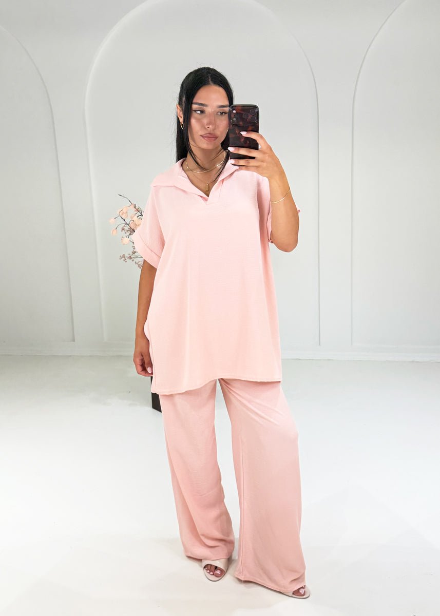 Luftiges Set mit Hemdkragen Rosa - NAHA