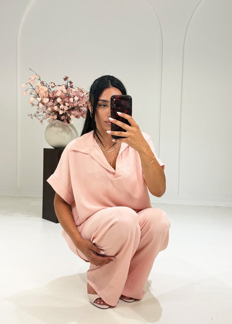 Luftiges Set mit Hemdkragen Rosa - NAHA