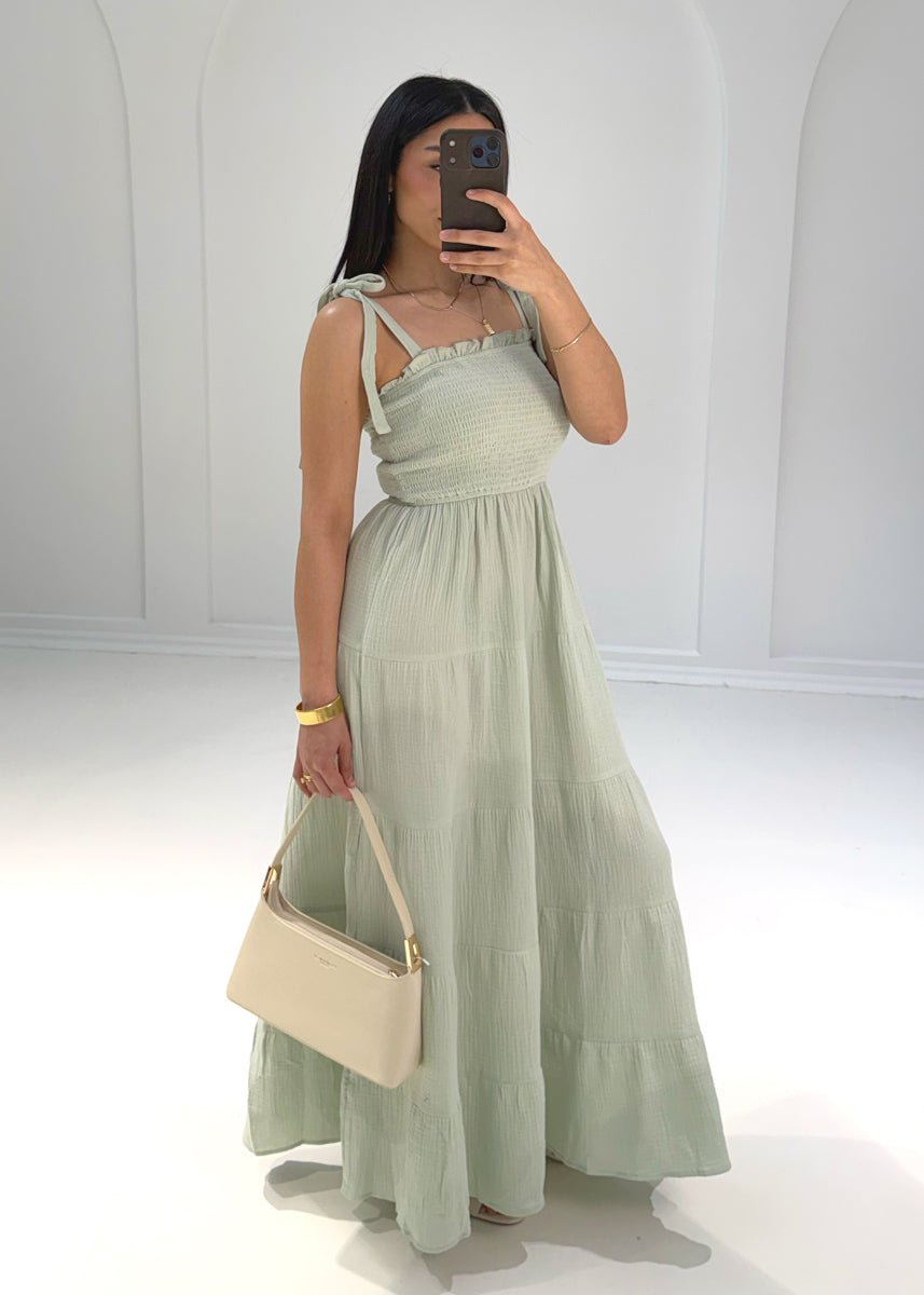 Maxikleid aus Musselin mit Trägern - NAHA