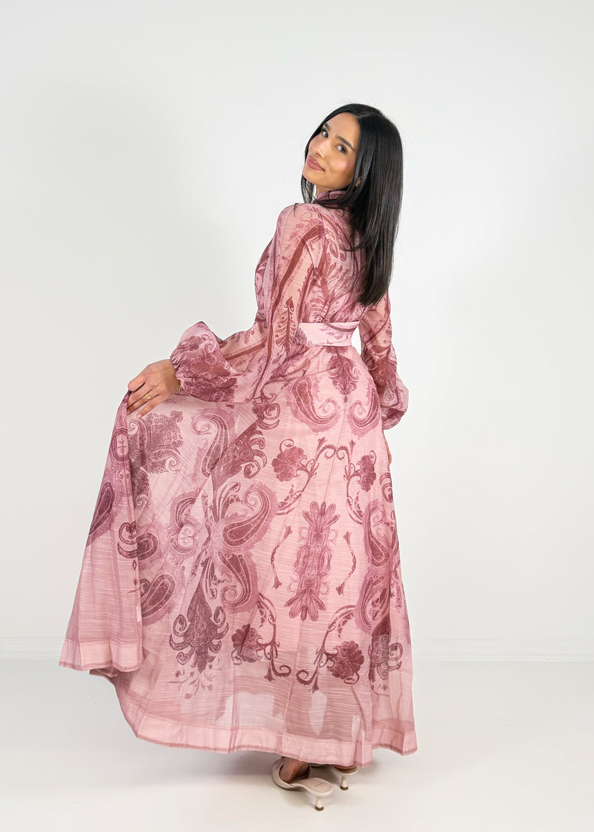 Maxikleid mit Print und Taillengürtel
