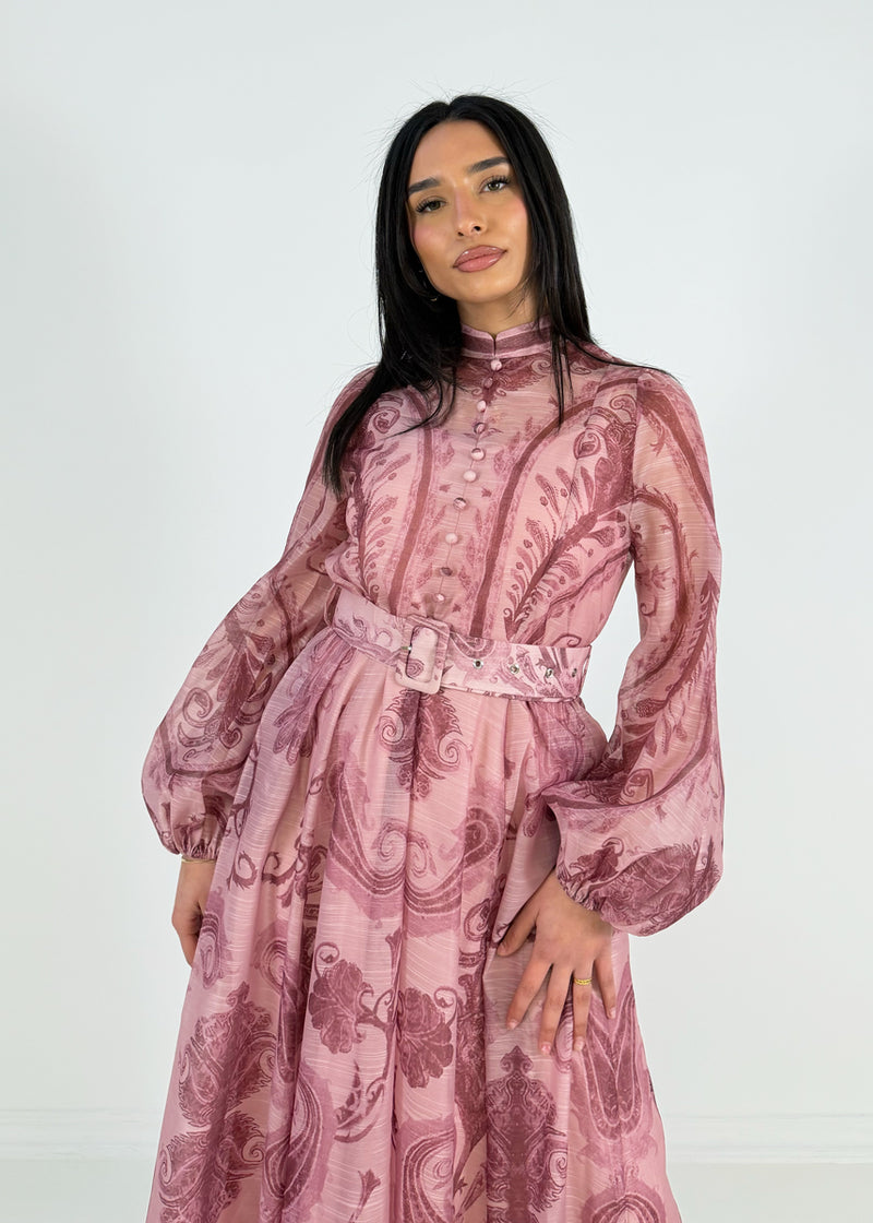 Maxikleid mit Print und Taillengürtel