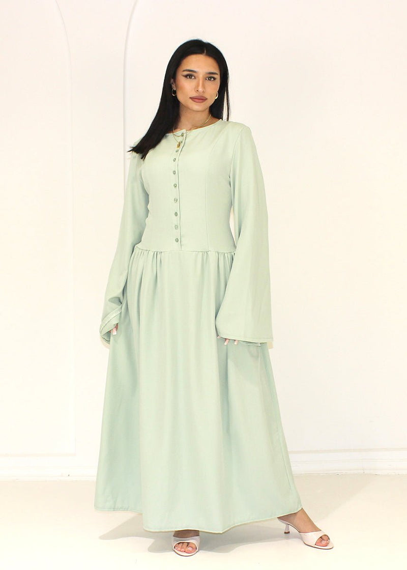 Maxikleid mit Knopfleiste und langen Ärmeln - NAHA