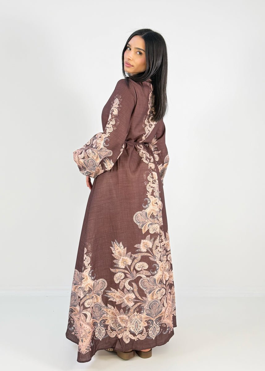 Maxikleid mit Ornamentprint und Bindegürtel - NAHA