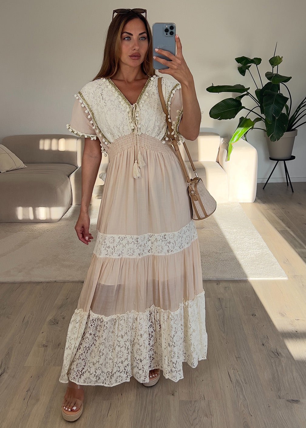 Maxikleid mit Quasten-Detail - NAHA