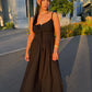 Maxikleid mit Schleife & Spaghettiträgern Schwarz - NAHA