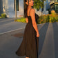 Maxikleid mit Schleife & Spaghettiträgern Schwarz - NAHA