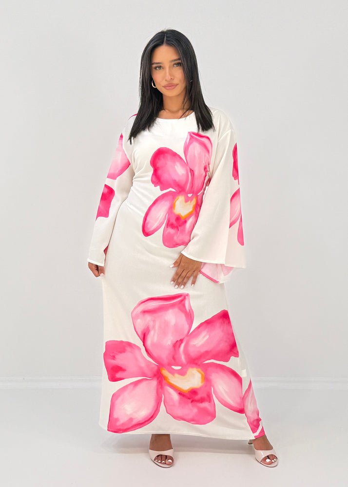 Maxikleid mit weiten Ärmeln & Blumenprint - NAHA
