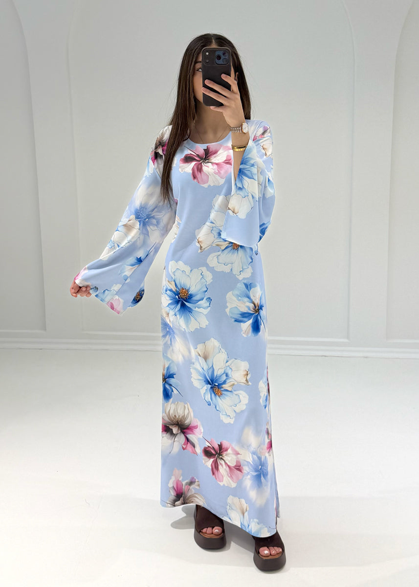 Maxikleid mit Blumenmuster & Bindeband