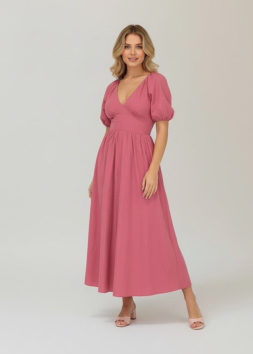 Midi-Kleid mit Puffärmeln - NAHA