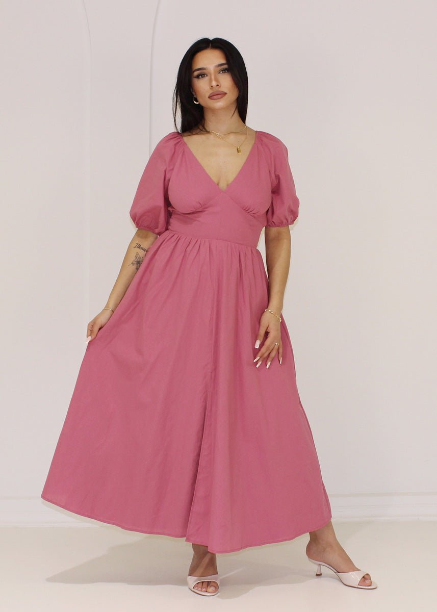 Midi-Kleid mit Puffärmeln - NAHA