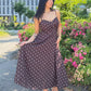 Midikleid mit Punkten & Spaghettiträgern – Braun - NAHA