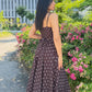 Midikleid mit Punkten & Spaghettiträgern – Braun - NAHA
