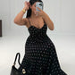 Midikleid mit Punkten & Spaghettiträgern – Schwarz - NAHA