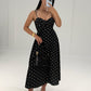 Midikleid mit Punkten & Spaghettiträgern – Schwarz - NAHA