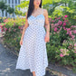 Midikleid mit Punkten & Spaghettiträgern – Weiß - NAHA