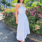 Midikleid mit Punkten & Spaghettiträgern – Weiß - NAHA