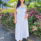 Midikleid mit Punkten & Spaghettiträgern – Weiß - NAHA