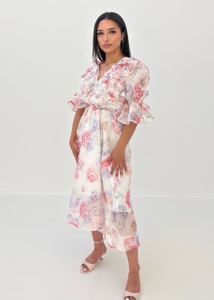 Midikleid mit Volants & Blumenprint - NAHA