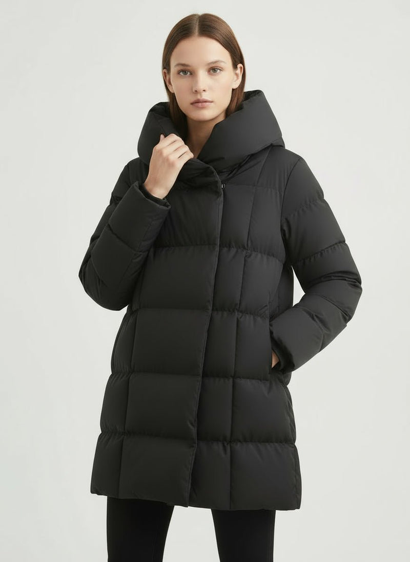 Mittellange Steppjacke mit Bindegürtel - NAHA