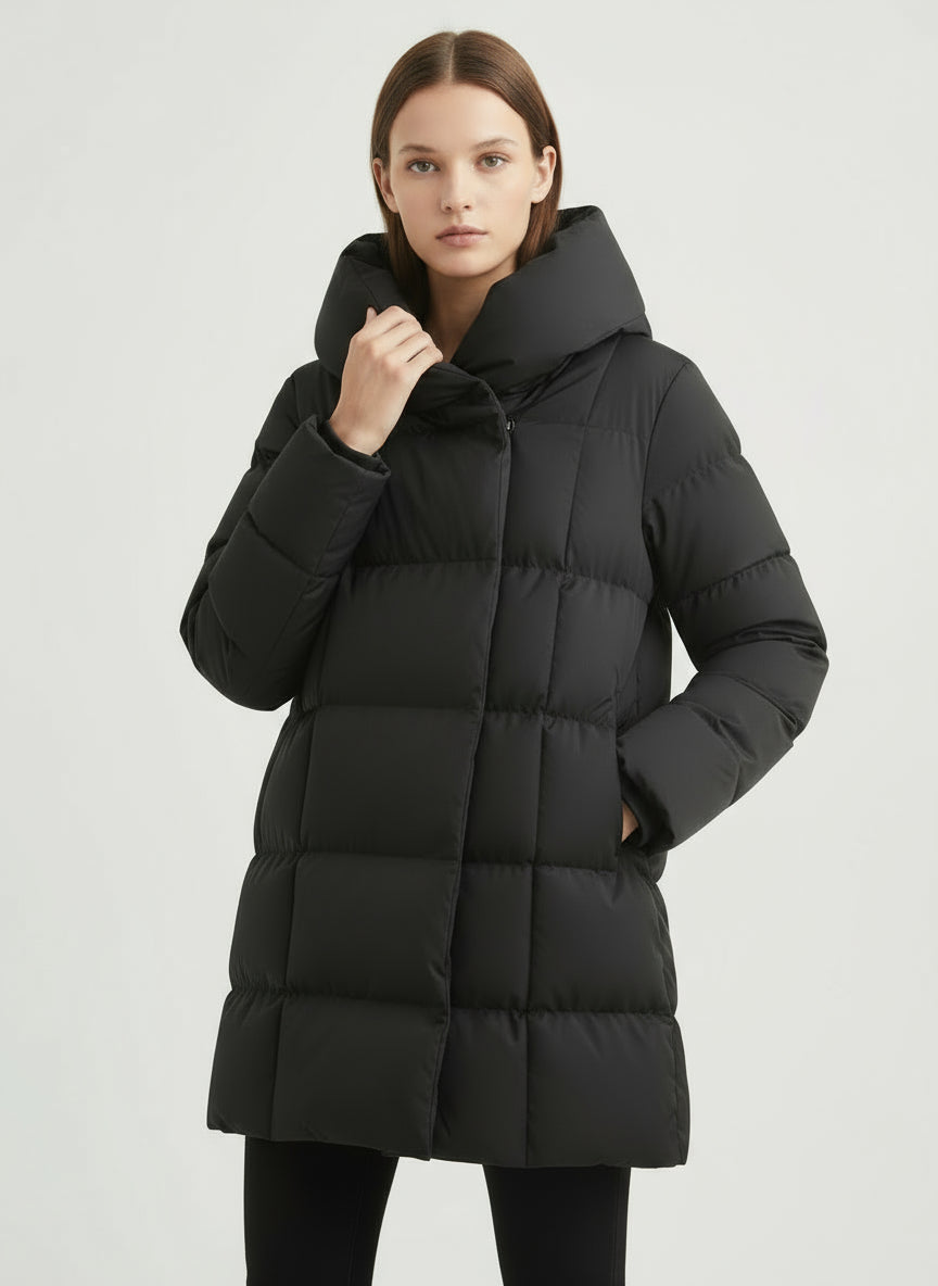 Mittellange Steppjacke mit Bindegürtel