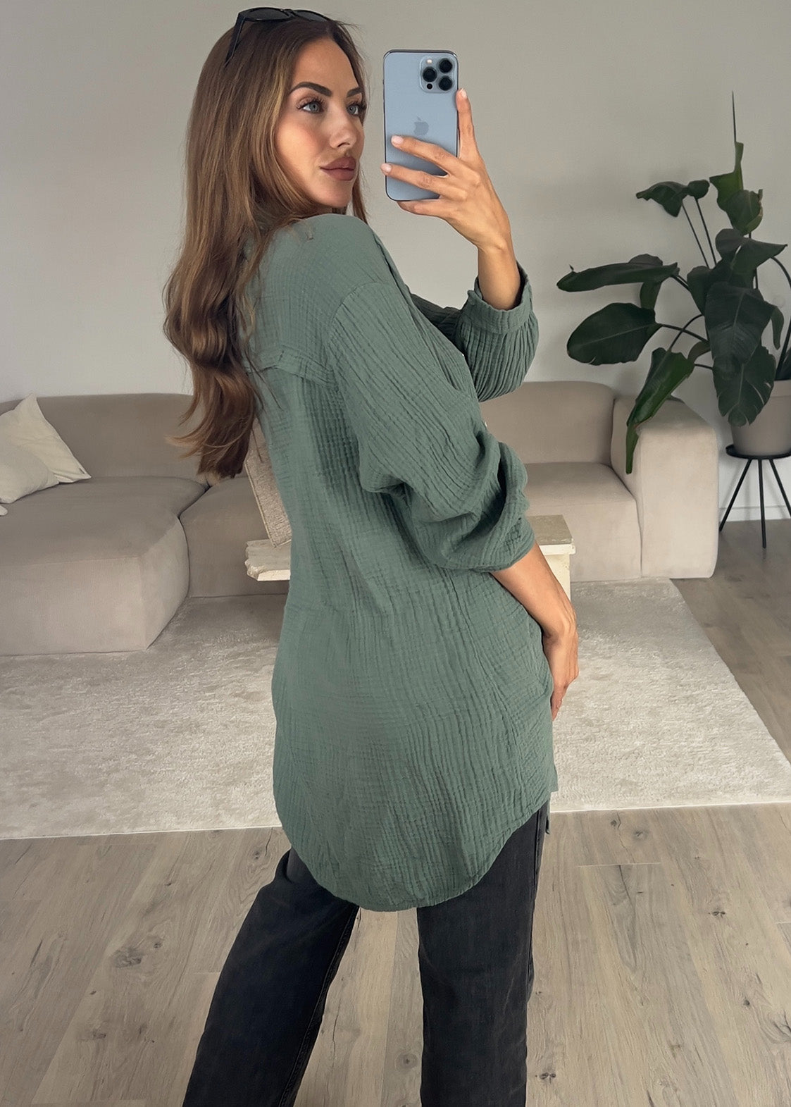 Lange Musselin-Bluse