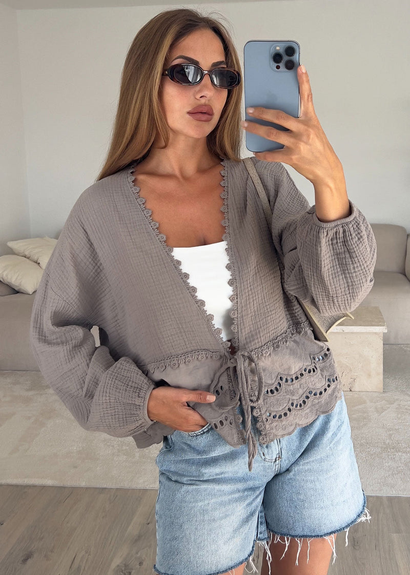 Musselin Bluse mit Lochstickerei - NAHA